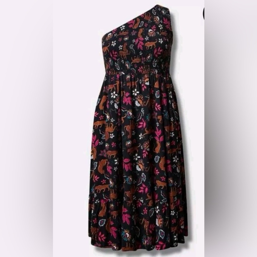 NWT Torrid Challis One Shoulder Leopard Midi Dress - Torrid Size 3 (22-24, 3X)